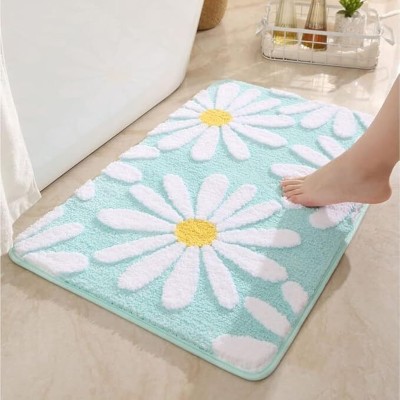 Kavya Creation Microfiber Bathroom Mat(Blue & Green, Medium)