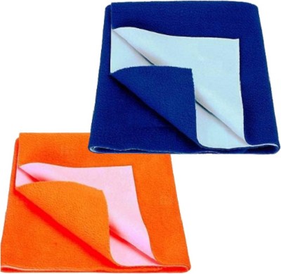 Radiant Fashion World Fleece Baby Bed Protecting Mat(OrangeA, Royal BlueA, Small, Pack of 2)