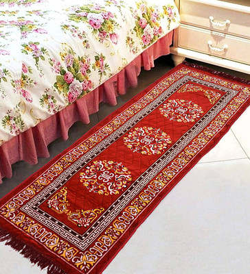 RUSTIC LINEN Velvet Floor Mat(Red, Large)