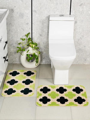 Saral Home Polyester Bathroom Mat(Green, Medium, Pack of 2)
