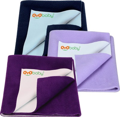 Oyo Baby Cotton Baby Bed Protecting Mat(Dark Blue, Plum, Voilet, Small, Pack of 3)