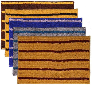 SR Handloom Polyester Door Mat(Multicolor 2, Small, Pack of 5)