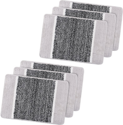 KUBER INDUSTRIES Microfiber Door Mat(Grey, Medium, Pack of 6)