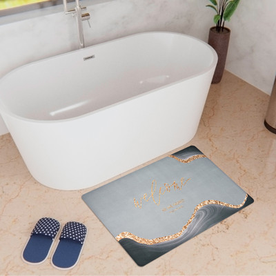 KUBER INDUSTRIES Polyester, Rubber Bathroom Mat(Gray, Medium)