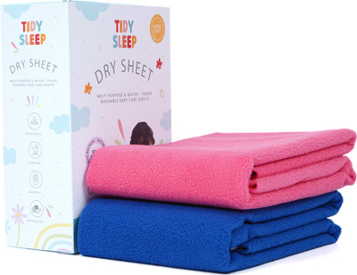 TIDY SLEEP Fleece Baby Bed Protecting Mat(Royal Blue-Baby Pink, Small, Pack of 2)