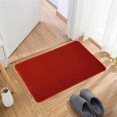 KUBER INDUSTRIES Wool Door Mat(Red, Medium)