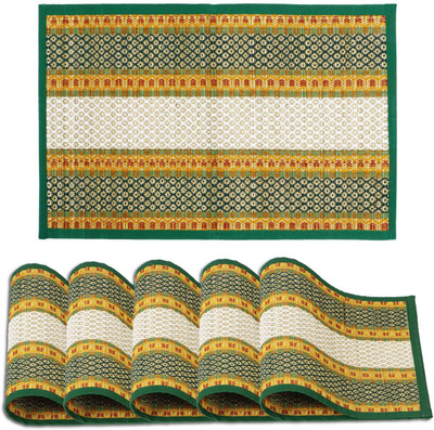 HOKiPO Rectangular Pack of 6 Table Placemat(Green, River Grass)
