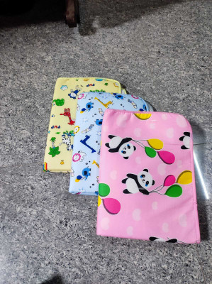 J Jejal Cotton Baby Bed Protecting Mat(Yellow, Pink, Blue, Pack of 3, Large)