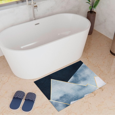 KUBER INDUSTRIES Polyester Bathroom Mat(Blue, Medium)