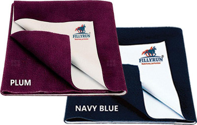 SBTs Cotton Baby Bed Protecting Mat(PLUM, Navy Blue, Pack of 2, Small)