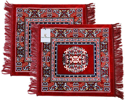 HOMESTIC by Kuber Industries Velvet Prayer Mat(Brown, Maroon, Pack of 2, Free)
