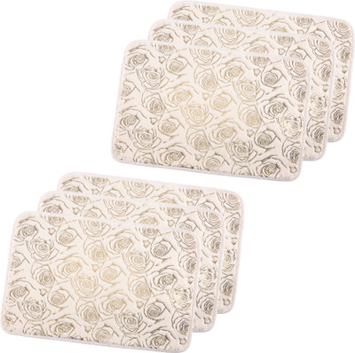 KUBER INDUSTRIES Polyester Door Mat(Gold & White, Free, Pack of 6)