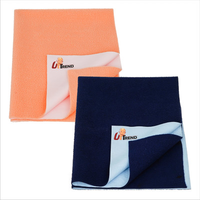 UpTend Cotton Baby Bed Protecting Mat(PEACH, DARK BLUE, Pack of 2, Large)