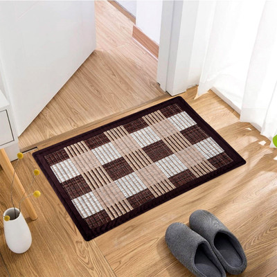 KUBER INDUSTRIES Polyester Door Mat(Brown, Medium)
