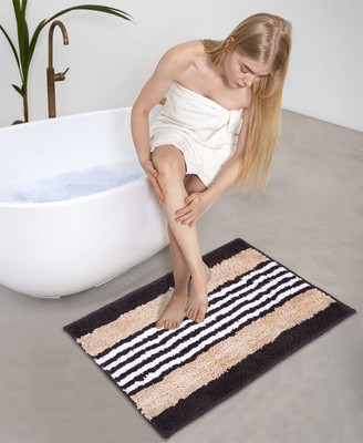 AAZEEM Polyester Floor Mat(Brown Beige, Free)