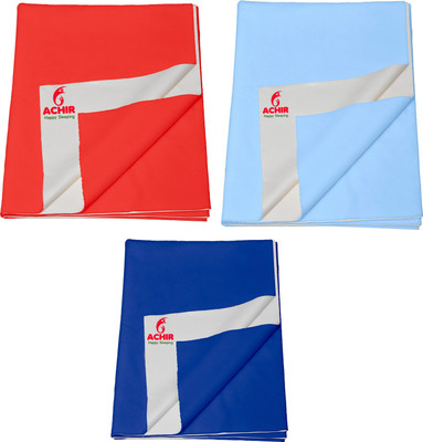SBTs Cotton Baby Bed Protecting Mat(Red, Sky Blue, Navy Blue, Pack of 3, Large)