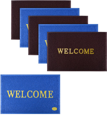 KUBER INDUSTRIES Rubber Door Mat(Maroon, Blue, Large, Pack of 6)