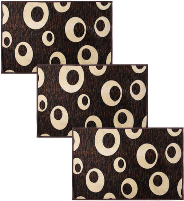 KUBER INDUSTRIES Polyester Door Mat(Brown, Medium, Pack of 3)