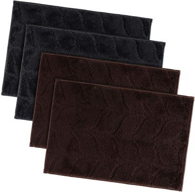 KUBER INDUSTRIES Microfiber Door Mat(Brown, Grey, Medium, Pack of 4)