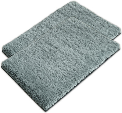 KUBER INDUSTRIES Microfiber Door Mat(Grey, Large, Pack of 2)