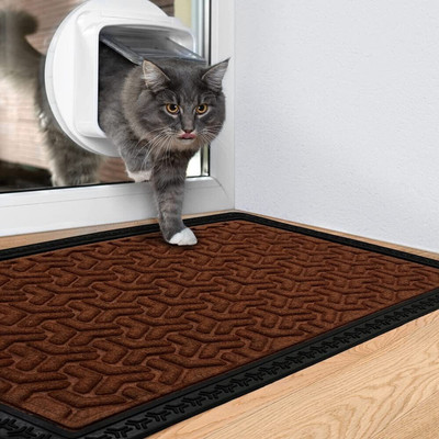 Ultica Fab Rubber Door Mat(coffee tip top, Large)