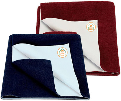 D BABY HOME Cotton Baby Bed Protecting Mat(Dark Blue + Maroon, Pack of 2, Large)