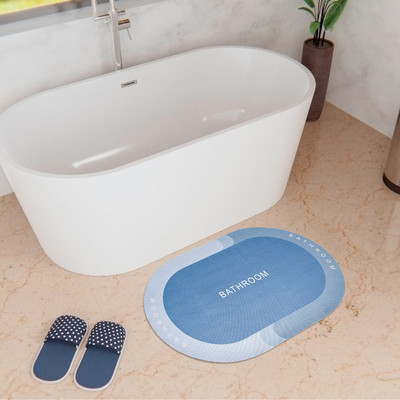 KUBER INDUSTRIES Polyester Bathroom Mat(Blue, Medium)