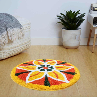 Rylie Rubber, Cotton Door Mat(yellow multicolor, Medium)
