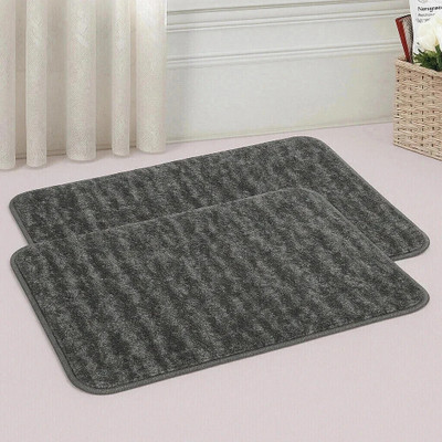 Snug Step Microfiber Floor Mat(Grey, Large, Pack of 2)
