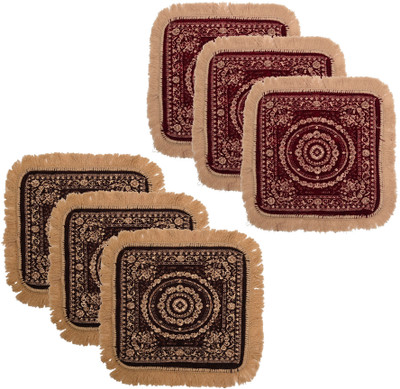 KUBER INDUSTRIES Velvet Prayer Mat(Maroon, Brown, Medium, Pack of 6)