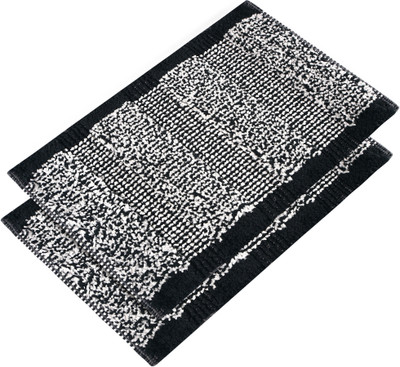 KUBER INDUSTRIES Microfiber Door Mat(Grey & White, Large, Pack of 2)