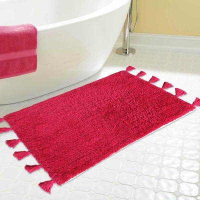 The Home Talk Cotton Bathroom Mat(Pink, Large)