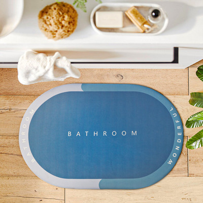 STATUS Silicone Bathroom Mat(Blue Bathroom, Medium)