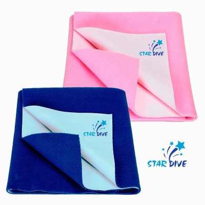 STAR DIVE Microfiber Baby Bed Protecting Mat(Pink, Blue, Small, Pack of 2)