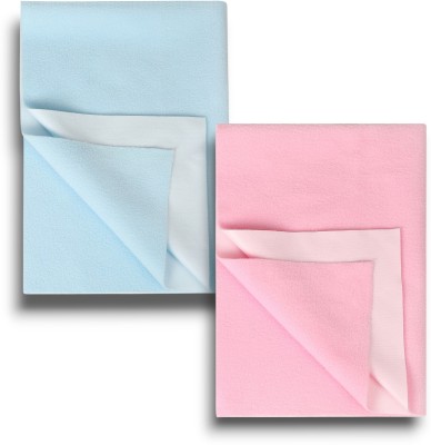 HM POINT Cotton, Bamboo, Microfiber Baby Bed Protecting Mat(SAKY BLUE, PINK, Medium, Pack of 2)