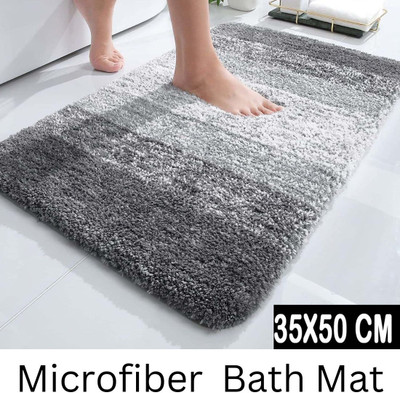 MODERN FAB Microfiber Bathroom Mat(Grey, Small)