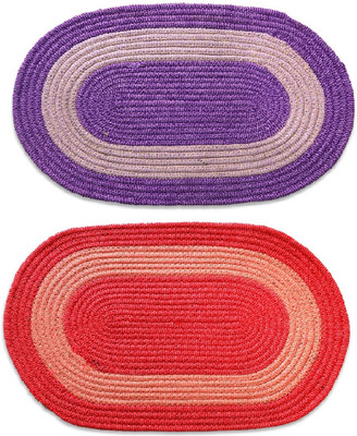Abhsant PP (Polypropylene) Door Mat(Purple, Red, Medium, Pack of 2)