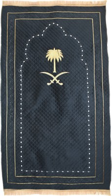 Dulhan Velvet Prayer Mat(Black Zulfikar Golden Flower embroidery, Extra Large)