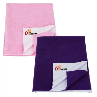 UpTrend Cotton Baby Bed Protecting Mat(BABY PINK, PLUM, Pack of 2, Medium)