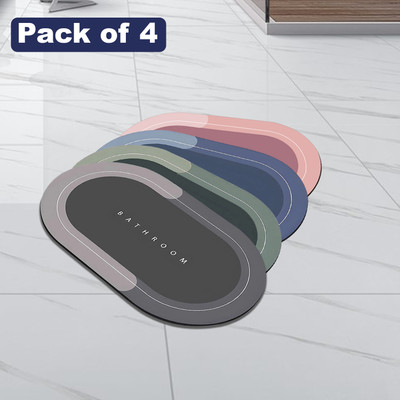 GRISHVA Rubber Bathroom Mat(Multicolor, Medium, Pack of 4)