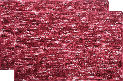 KUBER INDUSTRIES Microfiber Floor Mat(Maroon, Medium, Pack of 2)