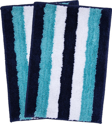 AAZEEM Microfiber Door Mat(Blue, Medium, Pack of 2)