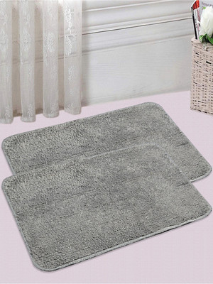 Saral Home Cotton Floor Mat(Grey, Medium, Pack of 2)