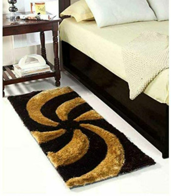 Riya Handloom Polyester Floor Mat(Dark Brown, Gold, Free)