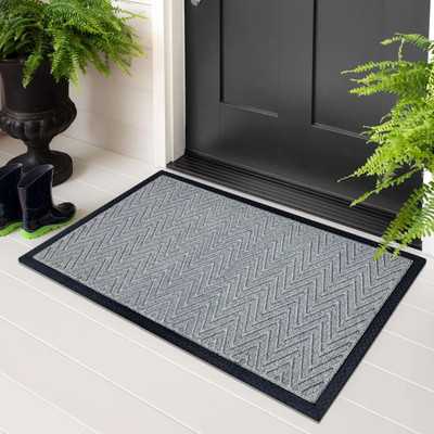 F i Rubber Door Mat(Grey, Small)