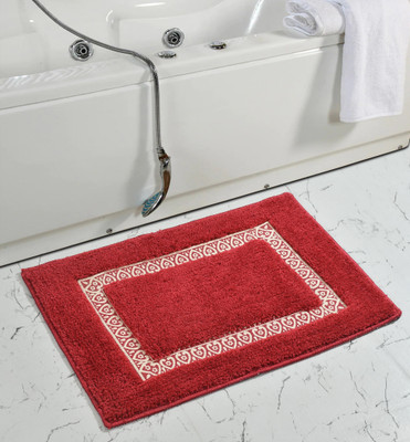 THREADWEAVE Microfiber Door Mat(Red, Medium)