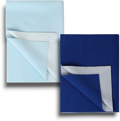 SBTs Cotton, Bamboo, Microfiber Baby Bed Protecting Mat(Sky Blue, Navy Blue, Pack of 2, Small)