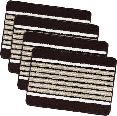 KUBER INDUSTRIES Microfiber Door Mat(Brown, Medium, Pack of 4)