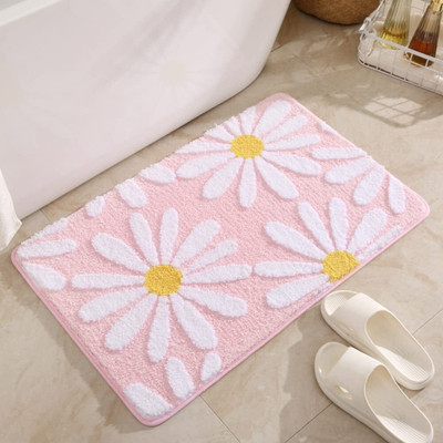 VIKCLIQUE Microfiber Door Mat(PinkFloral, Large)
