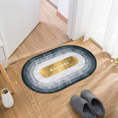 KUBER INDUSTRIES Polyester Door Mat(Gray & Gold, Medium)